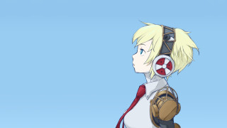 Blonde haired white shirt backpack - a blue sky background free wallpaper
