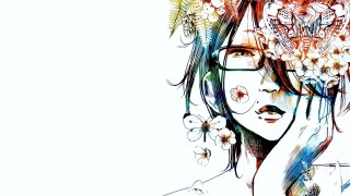 Woman flower crown glasses head - carne griffiths free wallpaper
