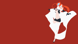 Woman red hair dancing furry - minimalist free wallpaper