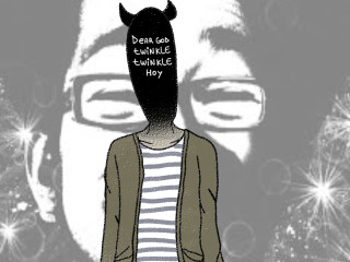 Horned hat person drawing message - their forehead free wallpaper