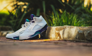 White blue sneakers sidewalk bush - sneaker free wallpaper