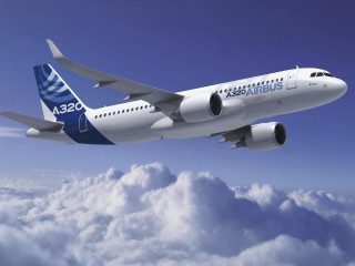 Large jetliner blue sky clouds 7 - tail free wallpaper