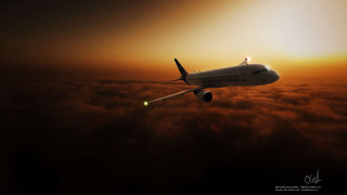 Plane sunset sky clouds person - sunset free wallpaper