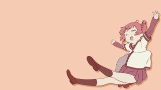 Pink haired girl sky reaching - flat free wallpaper