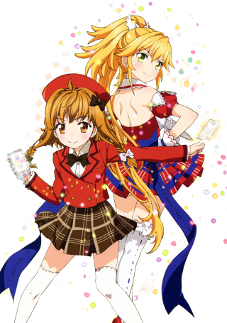 Anime girls blonde hair red 4 - one holding free wallpaper