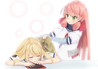 Girl blonde pink hair 2girls - temporary free wallpaper