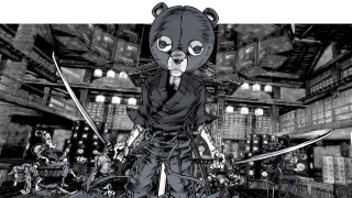 Cartoon bear swords group people - the background behind free wallpaper