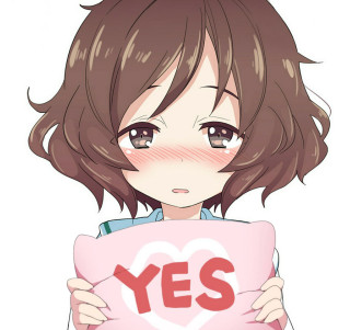 Girl holding pink sign yes - a red heart free wallpaper