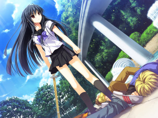Girl man short skirt white - a white shirt and tie free wallpaper
