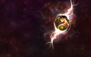 Space yin yang symbol star - a matte painting free wallpaper