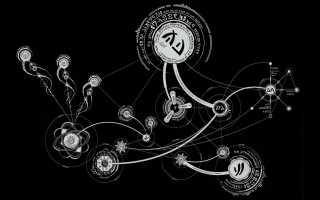 Black white drawing clock numbers - a wireframe diagram free wallpaper