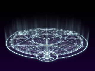 Holographic glow arcane clock cage - a white circle free wallpaper