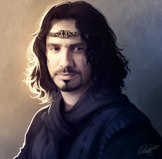 Man longhair crown blackjacket scarf - fantasy art free wallpaper