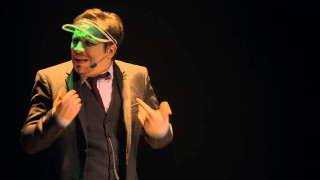 Man green mask tie stage - his hands in free wallpaper