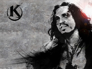Man long hair black shirt 5 - a painting of a man free wallpaper