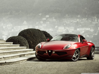 Red sports car road stairs - a road next free wallpaper