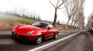 Red sports car road trees 2 - f 8 aperture free wallpaper