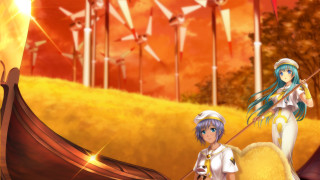 Anime couple boat flag windmills - elysium free wallpaper