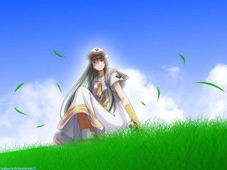 Woman white dress green field - a green field free wallpaper