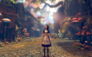 Woman dress cobblestone road fantasy - a woman in a dress free wallpaper for desktop