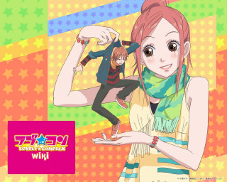 Girl pinkhair guy greenscarf colorful - a green scarf free wallpaper