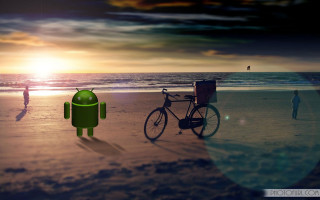 Bike beach sunset walking tiltshift - the beach next free wallpaper