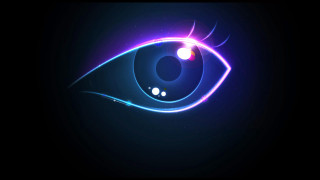 Blue eye glowing iris black - realistic eye free wallpaper