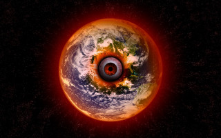 Red eye planet starry sky - star and dust free wallpaper
