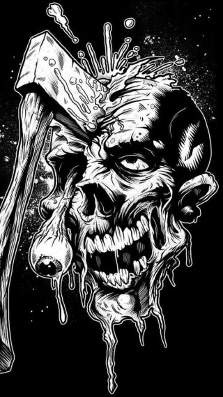 Zombie hammer bloody face drawing - ed roth free wallpaper