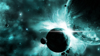 Space scene planets stars background 3 - a bright star in the foreground free wallpaper