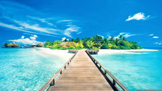 Wooden pier island hut beach 3 - a wooden pier free wallpaper