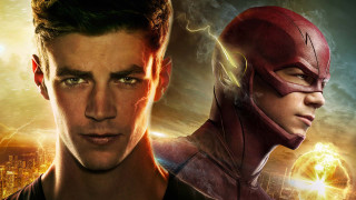 Flash flashverse movie poster - a man in the background and a woman in the foreground free wallpaper