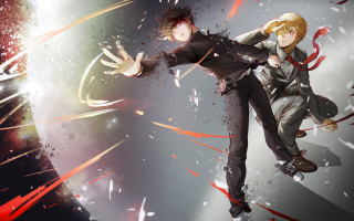 Anime characters flying arms outstretched 3 - their leg free wallpaper