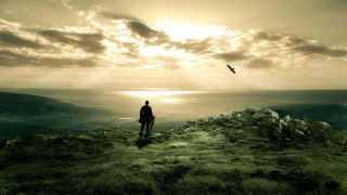 Man hill ocean bird flying 2 - caspar david friedrich free wallpaper