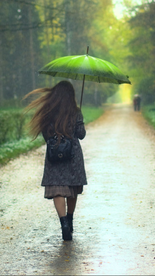 Woman walking umbrella rain hair - cindy wright free wallpaper