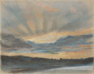 Sunset painting water boat clouds - evening free wallpaper