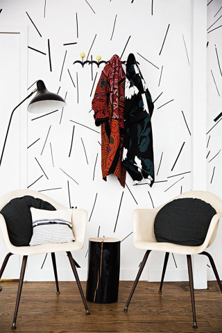 Chairs lamp room wall painting - bold free wallpaper