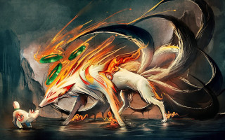 Dragon dog lake fire wings - anato finnstark free wallpaper