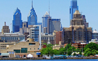City skyline boat water buildings - a few building free wallpaper
