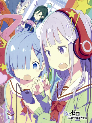 Anime girls headphones stars group 2 - beeple free wallpaper