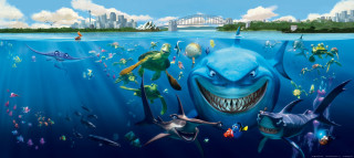 Shark fish city painting ocean - fish free wallpaper