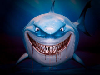 Smiling shark bloody teeth open - a big smile free wallpaper