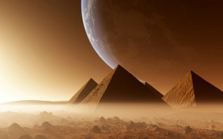 Pyramids desert planet background distant 2 - a desert area free wallpaper