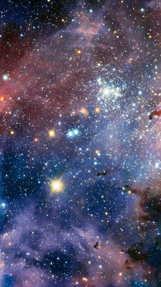 Large cluster stars sky blue - a few white cloud free wallpaper
