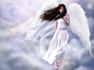 Woman long hair white dress 9 - an angel free wallpaper