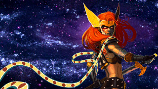 Woman costume sword galaxy background - a galaxy background free wallpaper
