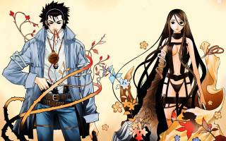 Anime couple sword long hair - their hand and a woman free wallpaper