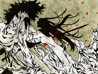 Woman long hair blood face - a screenprint free wallpaper