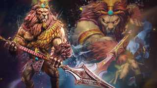 Lions sword demon crown painting - two lion free wallpaper