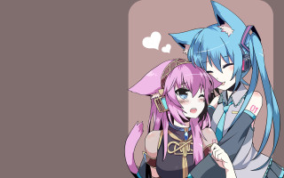 Anime characters hugging room hearts - the wall behind them free wallpaper